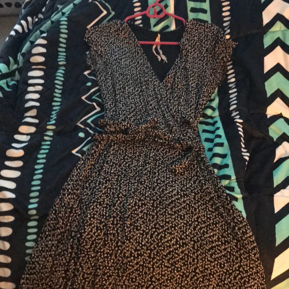 Black Wrap dress with polka dots